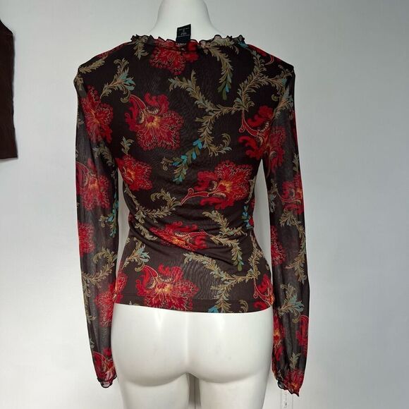 Express Y2K Floral Mesh Long sleeve top - Picture 3 of 10
